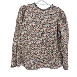 Horror Vacui Blouse Peasant Floral Daisy Ruffle Mock Neck Avant Garde XS